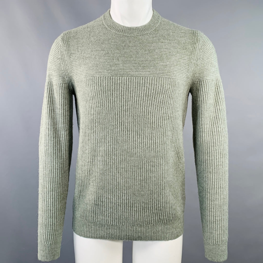 REISS Size S Marcus Green Heather Knit Polyamide Blend Crew Neck Sweater