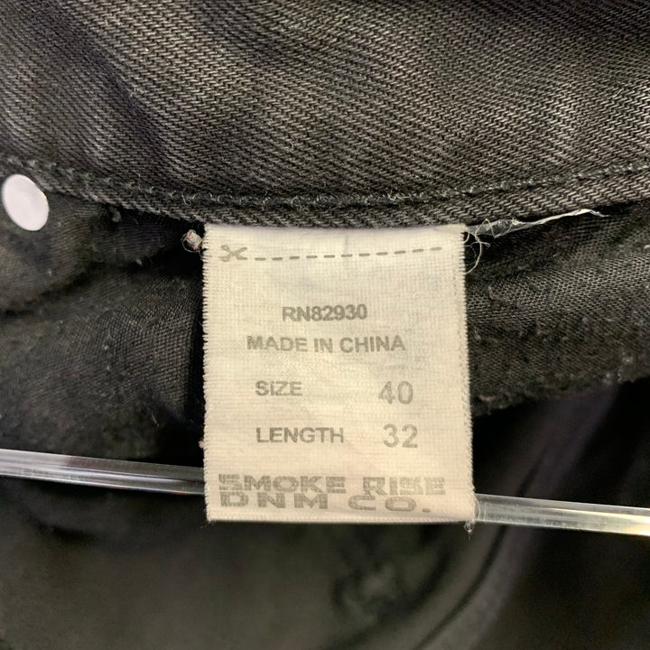 SMOKE RISE Size 40 Black Distressed Cotton Blend Jeans