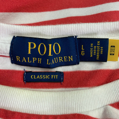 POLO by RALPH LAUREN Size L Red White Stripe Classic Fit Short Sleeve T-shirt