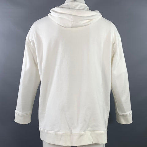 VALENTINO Size S White Cut Out Cotton Polyamide Oversized Hoodie Jacket