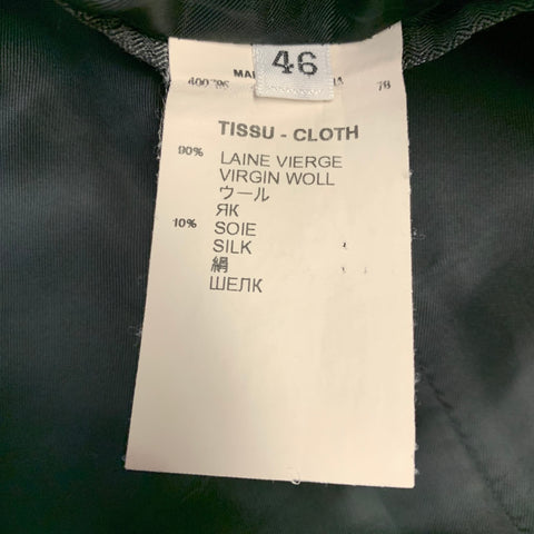 GIVENCHY Size 36 Grey Virgin Wool Silk Herringbone Notch Lapel Sport Coat