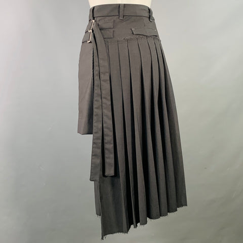 EXPERIMENT PERIOD Size 0 Grey Polyester Blend Pleated Asymmetrical Skirt