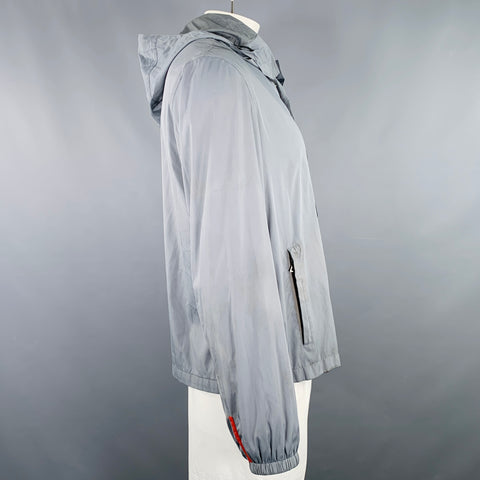 PRADA Size 42 Blue Grey Polyester Windbreaker Jacket