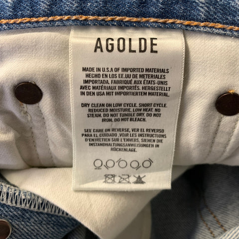 AGOLDE Size 29 Silver Metallic Denim Button Fly Jeans