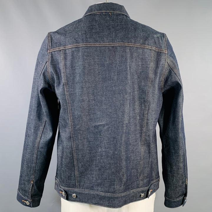 A.P.C. Size XL Blue Twill Cotton Denim Button Up Jacket