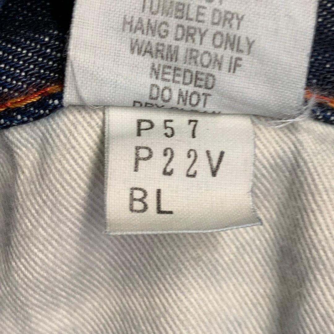 PRPS NOIR Size 33 Indigo Washed Selvedge Denim Straight Distressed Jeans