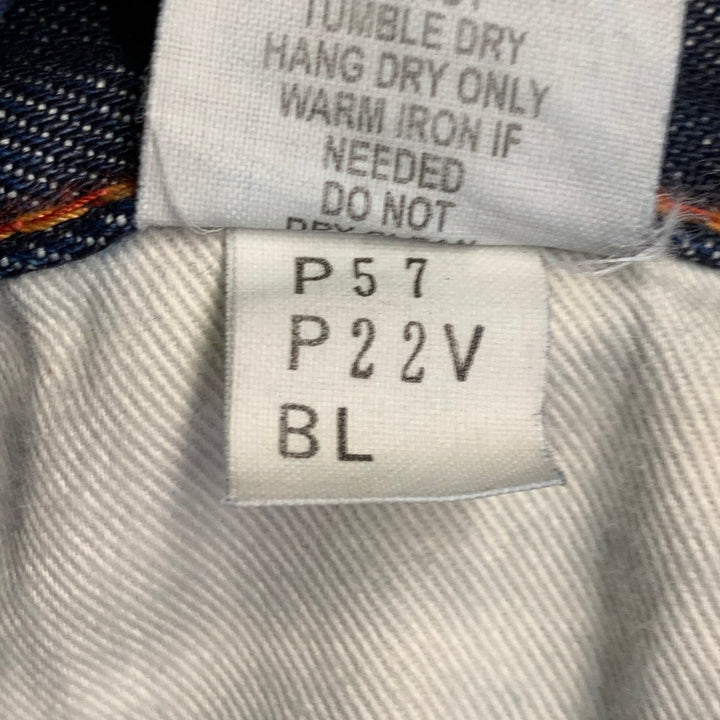 PRPS NOIR Size 33 Indigo Washed Selvedge Denim Straight Distressed Jeans