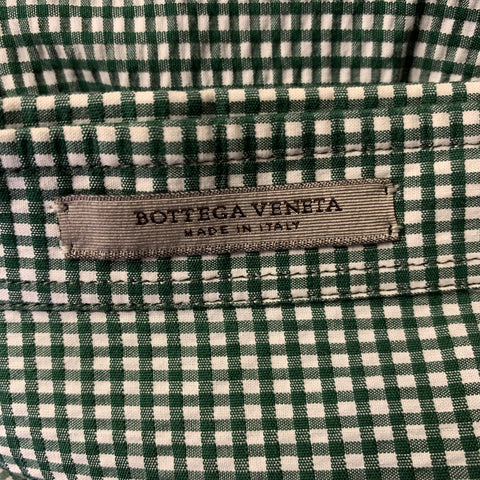 Chemise manches longues en coton à carreaux vichy vert et blanc BOTTEGA VENETA taille XL