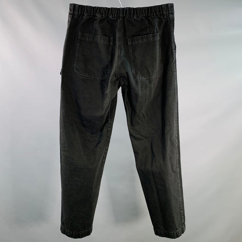 Pantalon cargo BARENA taille 36 en sergé de coton noir, taille élastique, décontracté