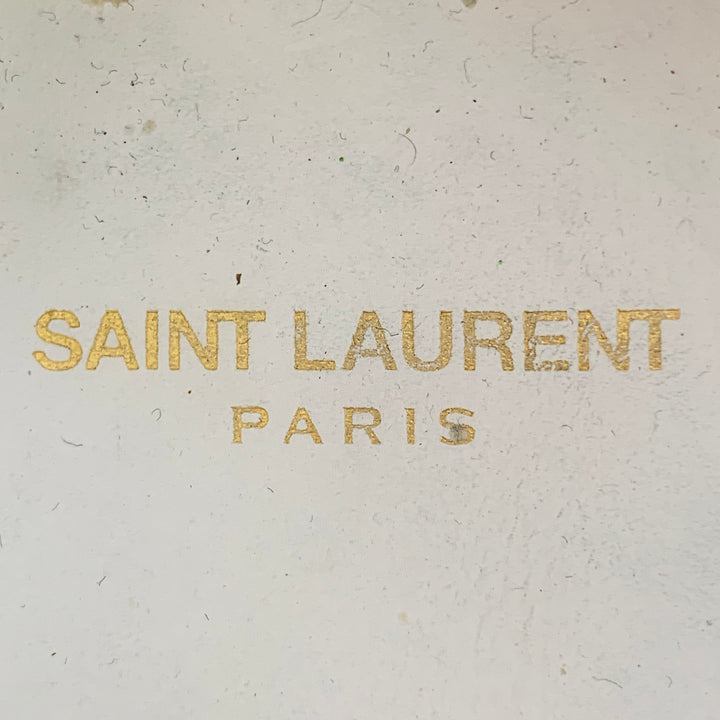 SAINT LAURENT Size 7 White Leather Logo Low Top Sneakers