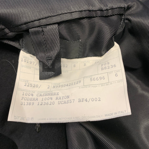 PRADA Manteau noir en cachemire à revers crantés, taille 46