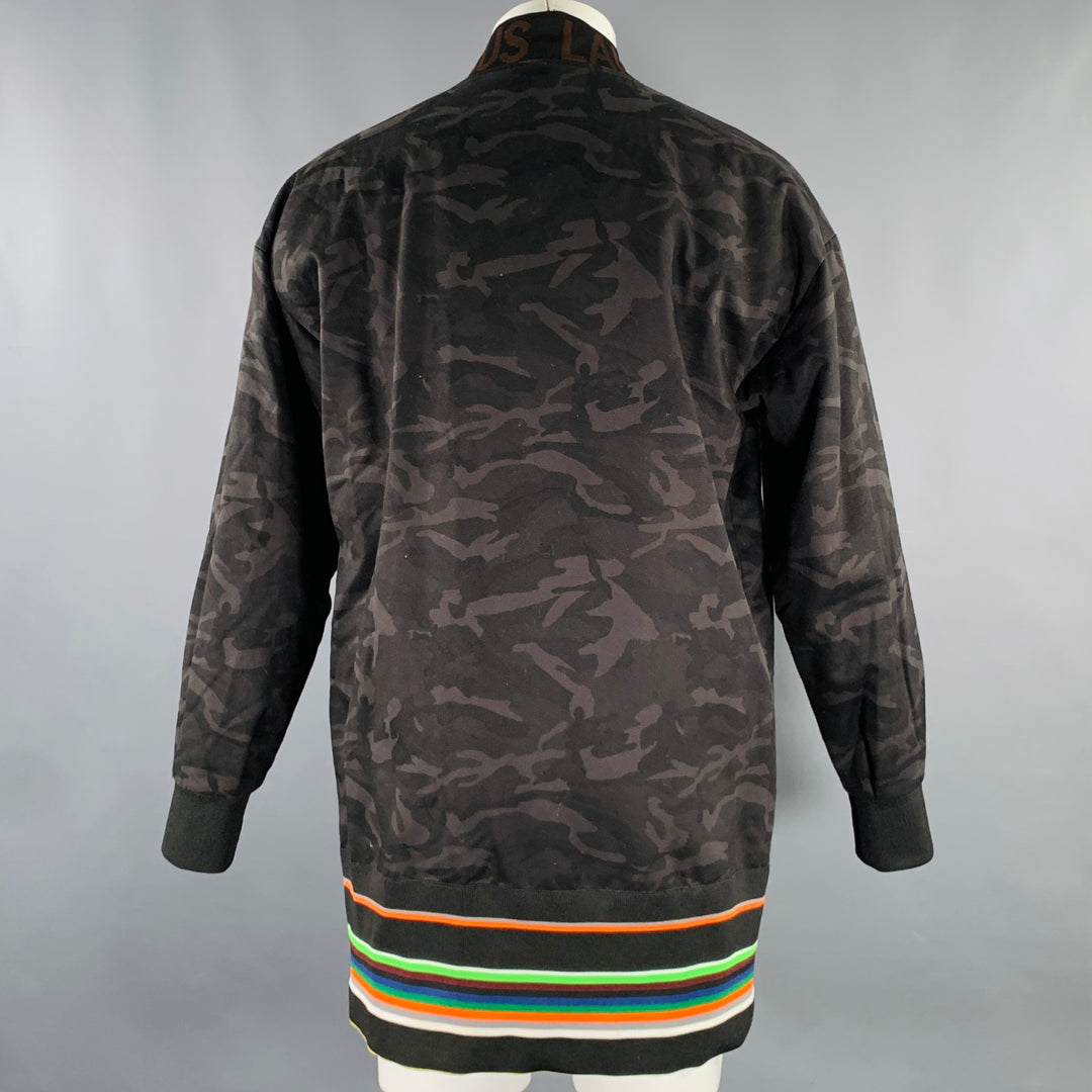 RAF SIMONS Size 38 Black Grey Oversized Camo Cotton Zip Up Coat