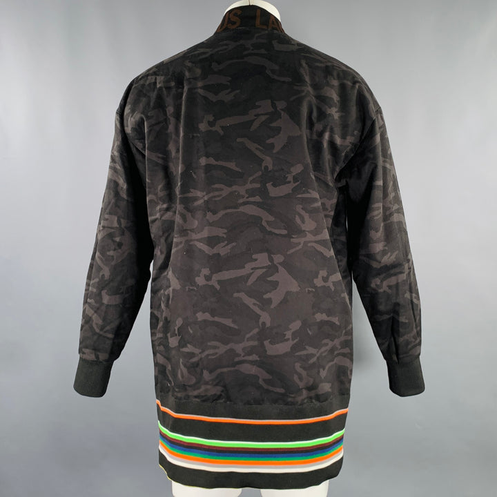 RAF SIMONS Size 38 Black Grey Oversized Camo Cotton Zip Up Coat