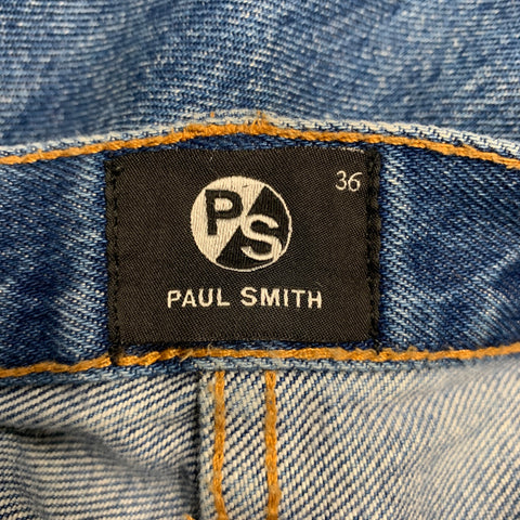 PAUL SMITH Size 36 Blue Distressed Cotton 5 Pocket Jeans