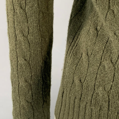 RALPH LAUREN Size S Green Cashmere Cable Crew Neck Sweater