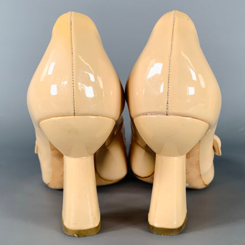 MIU MIU Size 8 Nude Patent Leather Mary Jane Pumps