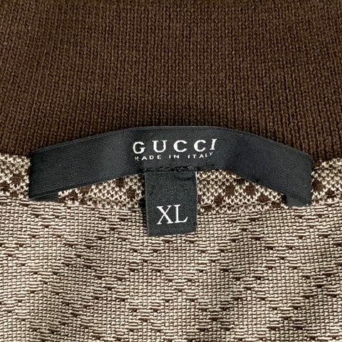 GUCCI Size XL Brown Red Diamond Cotton Contrast Trim Polo