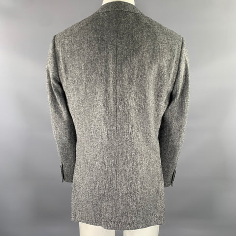 J.CREW Chest Size 40 Regular Grey Black Herringbone Wool Notch Lapel Sport Coat