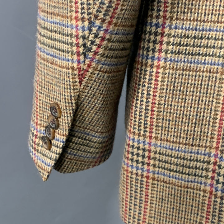 O'CONNELL'S Size 42 Long Brown Red Glenplaid Wool Sport Coat