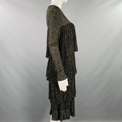 SCOTCH AND SODA Size S Starwatcher Black Gold Knit Ribbed Layered Dress
