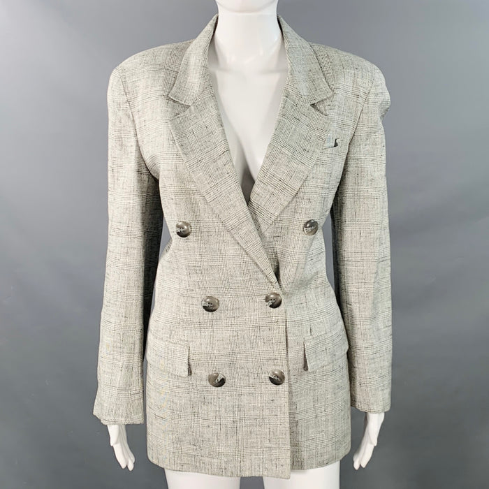 CHRISTIAN DIOR Blazer Veste pied-de-poule noir et blanc, taille vintage 6