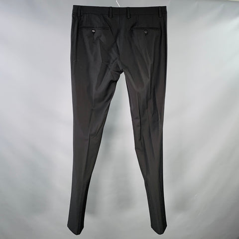 DOLCE & GABBANA Size 34 Black Wool Blend Slim Tapered Zip Fly Dress Pants