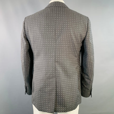 WOOSTER + LARDINI Size 44 Grey Charcoal Dots Wool Notch Lapel Sport Coat