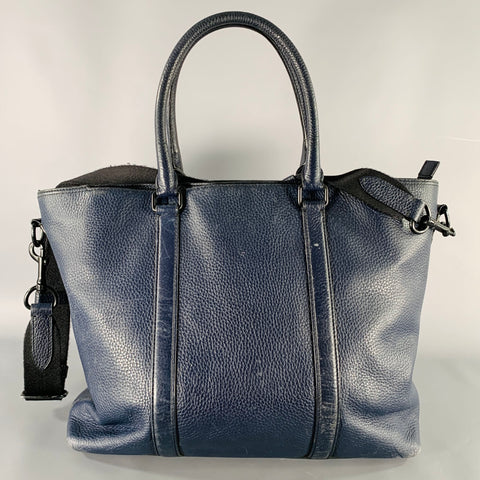 COACH Navy Pebble Grain Leather Tote Bag