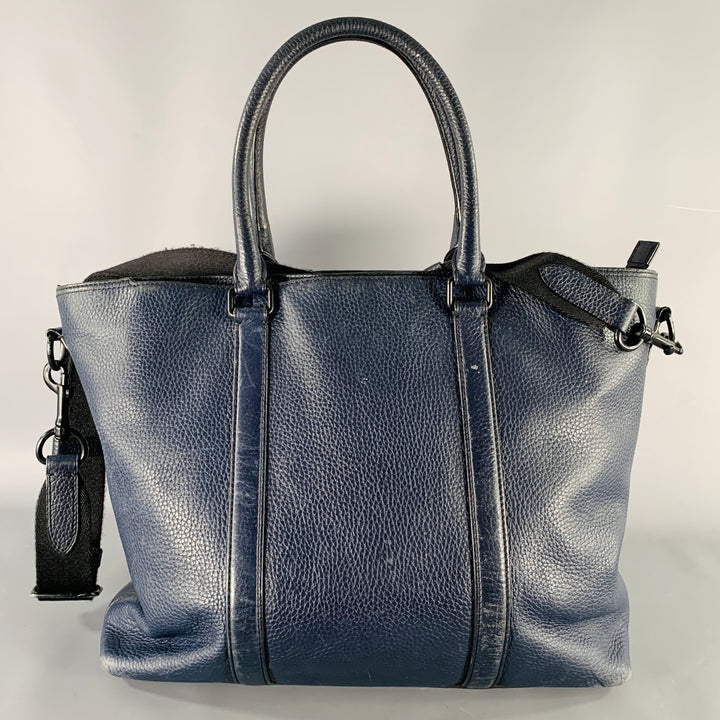 COACH Navy Pebble Grain Leather Tote Bag