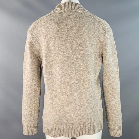 NN07 Size M Beige Grey Knit Cotton Linen Collared Sweater