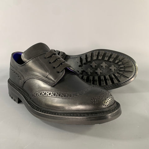 BURBERRY Size 8 Black Perforated Leather Lace Up Lace Up Shoes