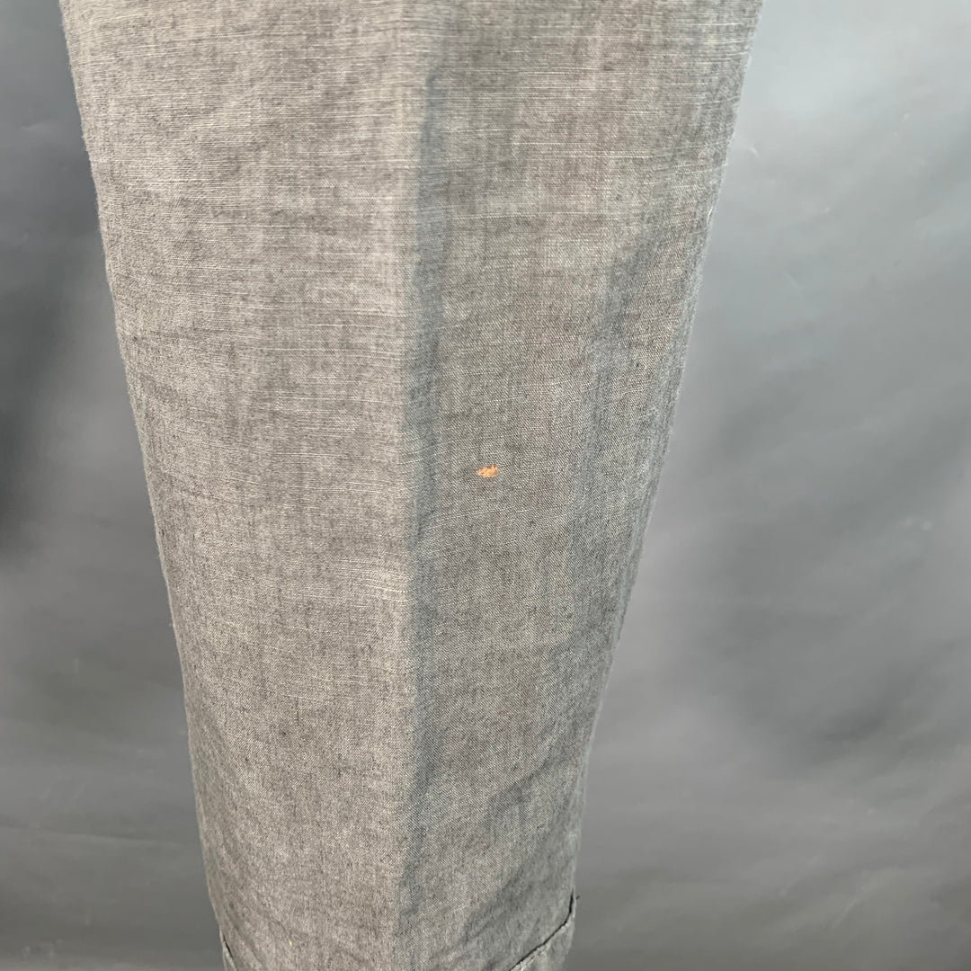 VISVIM Size L Hakama Grey Distressed Linen Pleated Belted Dress Pants