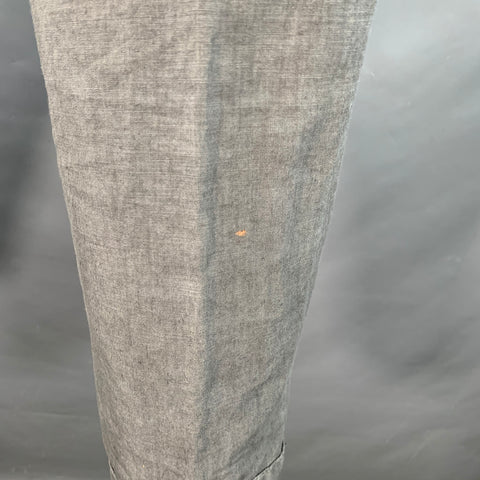 VISVIM Size L Hakama Grey Distressed Linen Pleated Belted Dress Pants