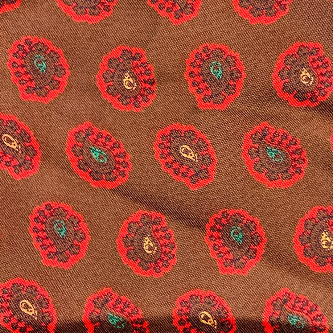 VINTAGE Brown Red Paisley Scarf