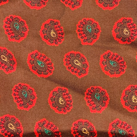 Foulard cachemire marron rouge VINTAGE