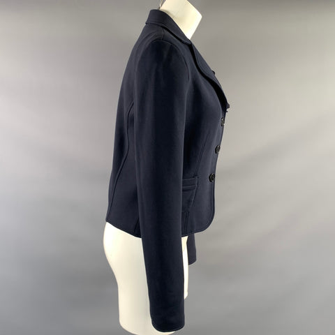 LOVE MOSCHINO Size 8 Navy Cotton Floral Notch Lapel Jacket Blazer