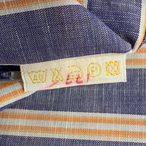 BRIONI Size L Blue Orange White Stripe Linen Long Sleeve Shirt