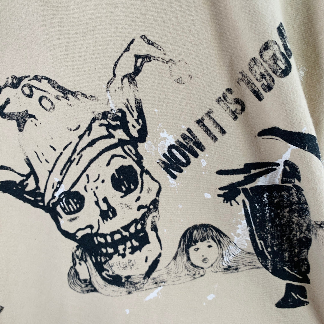 R13 Size M Stamp Khaki Black Cotton Punk Short Sleeve T-shirt