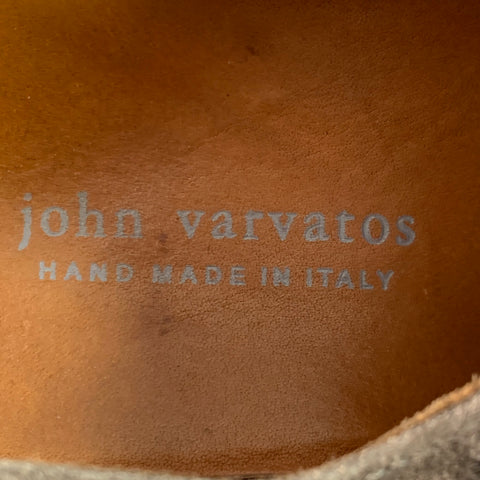 JOHN VARVATOS Size 9.5 Grey Suede Perforated Double Monk Strap Loafers