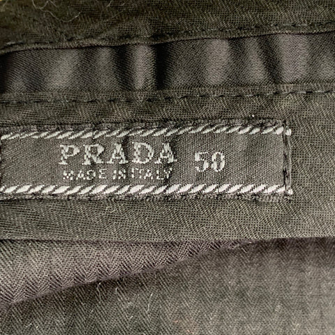 PRADA Size 32 Tan Brown Pinstripe Polyester Linen Button Fly Dress Pants
