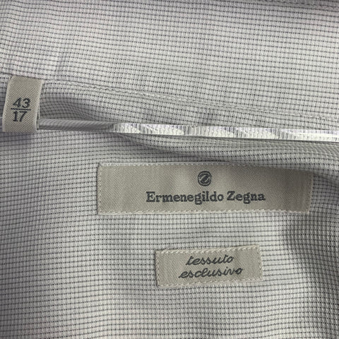 ERMENEGILDO ZEGNA Size L White Woven Cotton Curved Cutaway Long Sleeve Shirt