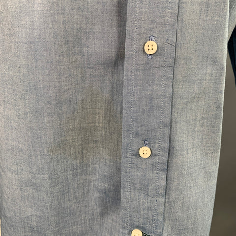 GITMAN VINTAGE Size M Blue Grey Cotton One Pocket Long Sleeve Shirt