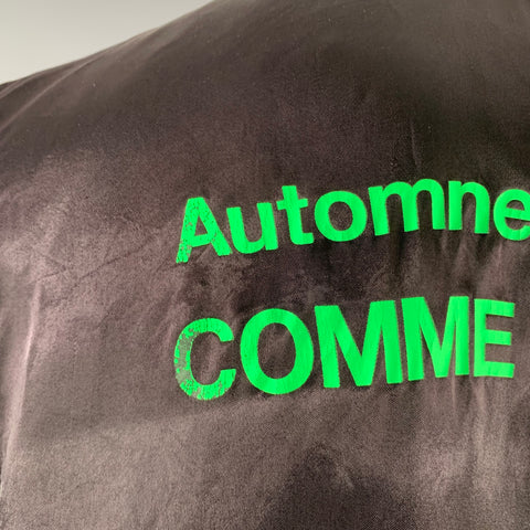 COMME des GARCONS 2018 Size XL Black Green Graphic Cupro Bomber Jacket