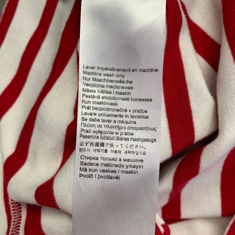 ARMOR-LUX Size L White Red Stripe Cotton Crew Neck T-shirt