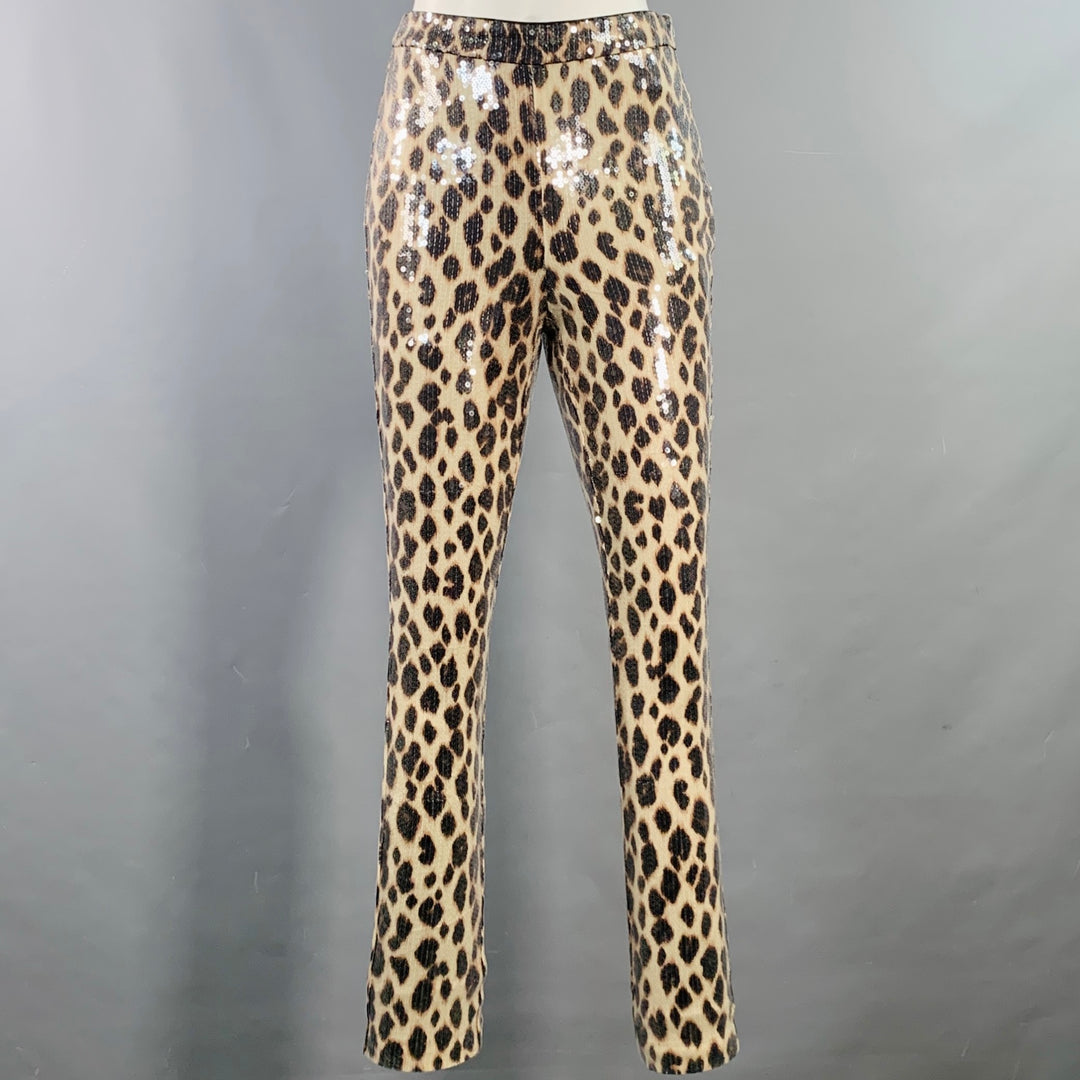 A.L.C. Size 2 Beige Brown Polyester Blend Sequined Leopard Leggings