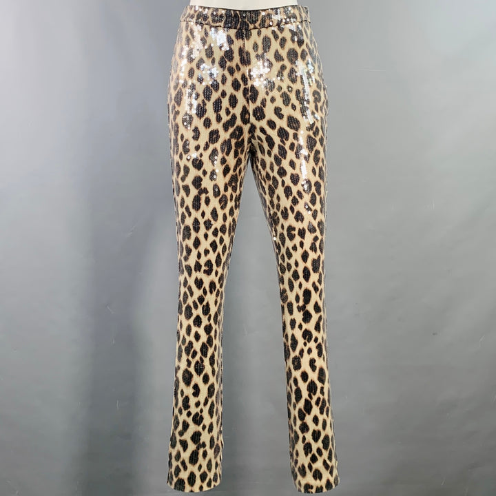 A.L.C. Size 2 Beige Brown Polyester Blend Sequined Leopard Leggings