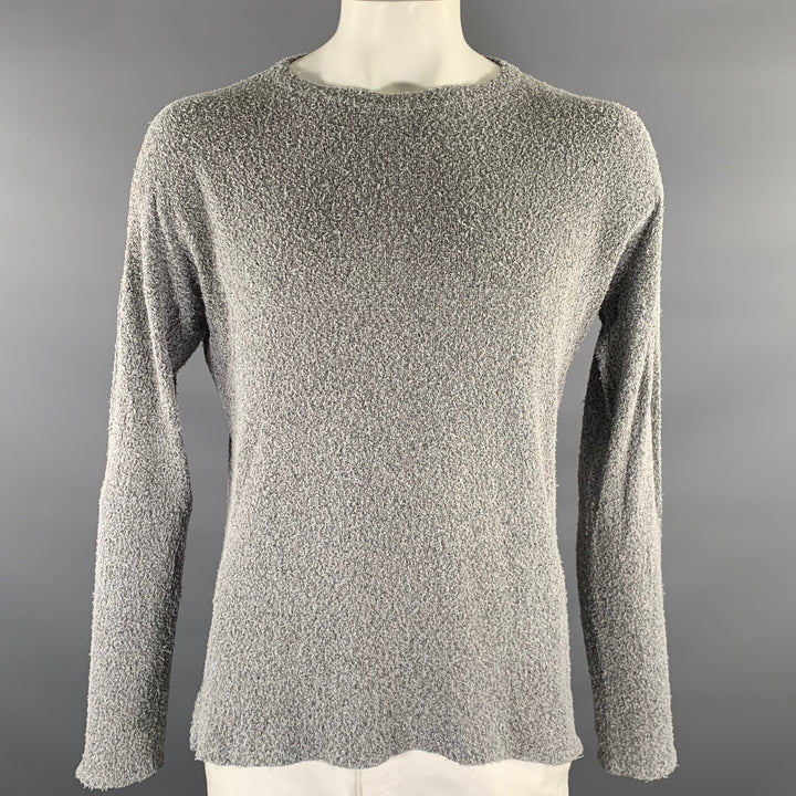 JOHN ELLIOTT Size L Grey Black Textured Cotton Nylon Boat Neck Pullover