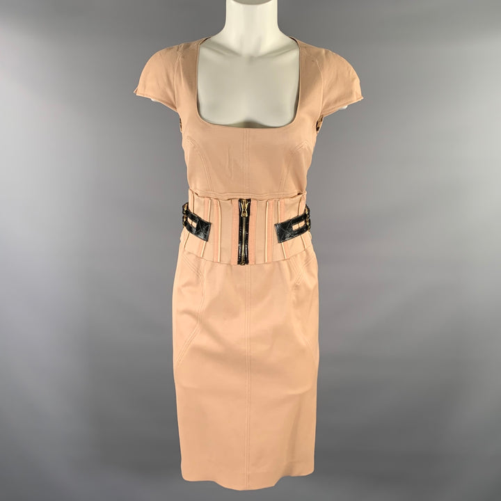 DOLCE & GABBANA Size M Tan Sheath Knee-Length Dress