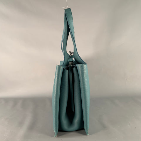 Sac cabas moyen à trois volets CELINE en cuir grainé bleu galet