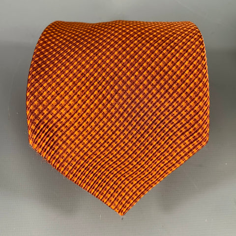 FACONNABLE Orange Copper Textured Silk Tie